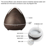 Essential Oils Ultrasonic Aromatherapy Diffuser Air Humidifier Purify 400ML  Dark Wood