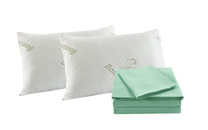 Royal Comfort Bamboo Blend Sheet Set 1000TC and Bamboo Pillows 2 Pack Ultra Soft - Queen - Green Mist