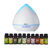 Diffuser Set With 10 Pack Diffuser Oils Humidifier Aromatherapy  White-Purespa