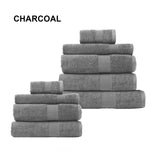 Royal Comfort 9 Piece Cotton Bamboo Towels Bundle Set 450GSM Luxurious Absorbent - Charcoal