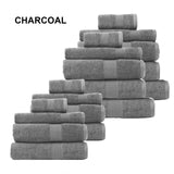 Royal Comfort 18 Piece Cotton Bamboo Towels Bundle Set 450GSM Luxurious Absorbent - Charcoal