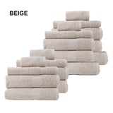 Royal Comfort 18 Piece Cotton Bamboo Towels Bundle Set 450GSM Luxurious Absorbent - Beige
