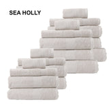Royal Comfort 18 Piece Cotton Bamboo Towels Bundle Set 450GSM Luxurious Absorbent - Sea Holly