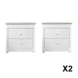 Milano Decor Bedside Table Byron Bay White Storage Cabinet Bedroom - Two Pack - White