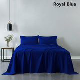 Royal Comfort 100% Cotton Vintage Sheet Set And 2 Duck Feather Down Pillows Set - Single - Royal Blue
