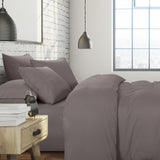 1500 Thread Count 6 Piece Combo And 2 Pack Duck Feather Down Pillows Bedding Set - Queen - Dusk Grey