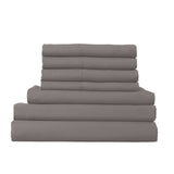 1500 Thread Count 6 Piece Combo And 2 Pack Duck Feather Down Pillows Bedding Set - Queen - Dusk Grey