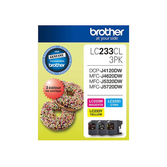 Brother LC-233 Colour Value Pack Cyan, Magenta, Yellow (3 Cartridges)