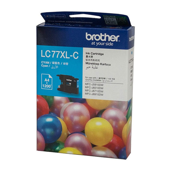 Brother LC-77XLC Cyan Super High Yield Ink Cartridge - MFC-J6510DW/J6710DW/J6910DW/J5910DW - up to 1200 pages