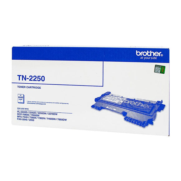 Brother TN-2250 Mono Laser- High Yield, HL-2240D/2242D/2250DN/2270DW, DCP-7060D/7065DN, MFC-7360N/7362N/7460DN/7860DW/7240, FAX-2950/2840 - 2600 pages