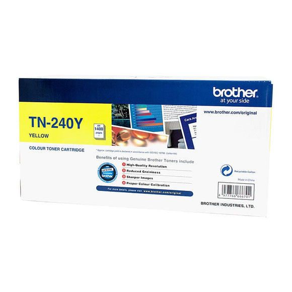 Brother TN-240Y Colour Laser Toner - Yellow, HL-3040CN/3045CN/3070CW/3075CW, DCP-9010CN, MFC-9120CN/9125CN/9320CW/9325CW - up to 1,400 pages