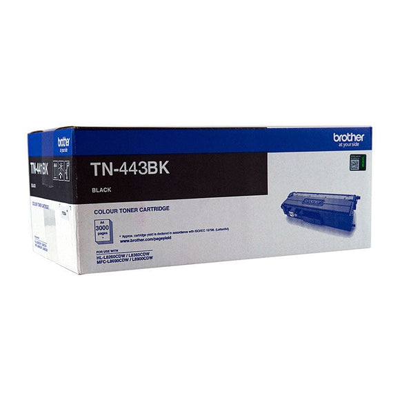 BROTHER TN-443BK Colour Laser Toner - High Yield Black - to suit HL-L8260CDN/8360CDW MFC-L8690CDW/L8900CDW - 4,500 Pages