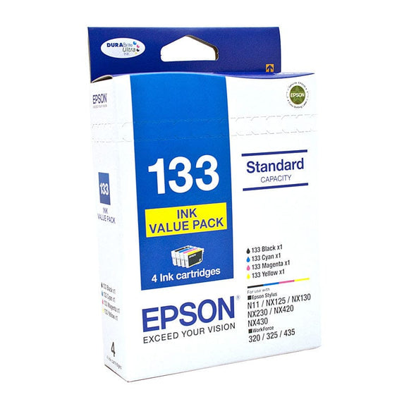 EPSON T133 Value Pack 1 x T133BK/C/M/Y, Durabrite