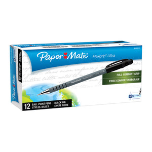 PAPER MATE Flex Grip Ball Pen 1.0mm Black Box of 12