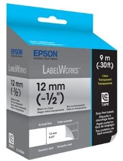 EPSON Tape Clear 12mm Black 9 meters for LW-300 and LW-400