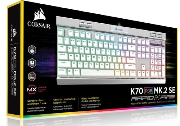 CORSAIR K70 MK.2 MX Speed RGB Backlit RGB LED, Mechanical Brushed Aluminum frame Keyboard