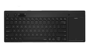 RAPOO K2800 Wireless Keyboard with Touchpad & Entertainment Media Keys - 2.4GHz, Range Up to 10m, Connect PC to TV, Compact Design