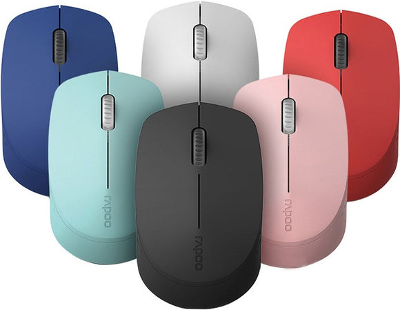 RAPOO M100 2.4GHz & Bluetooth 3 / 4 Quiet Click Wireless Mouse Pink - 1300dpi Connects up to 3 Devices, Up to 9 months Battery Life