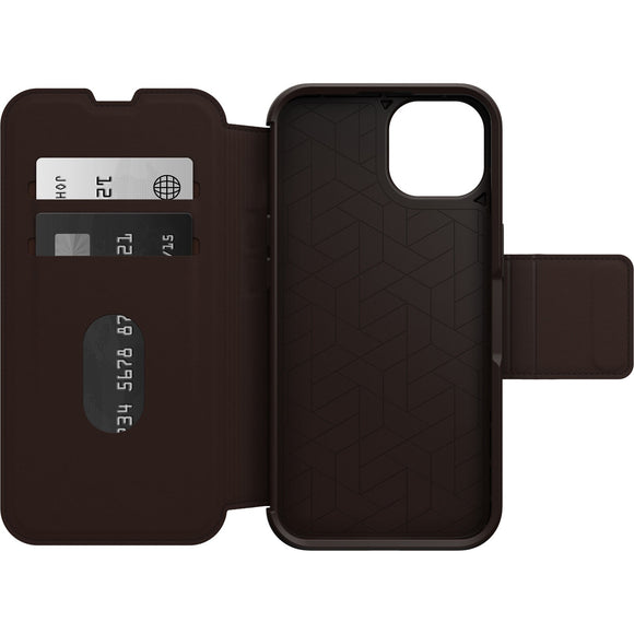 OTTERBOX Apple iPhone 14 Strada Series Case - Espresso (Brown) (77-89657), Wireless Charge Compatible, Credit Card Storage