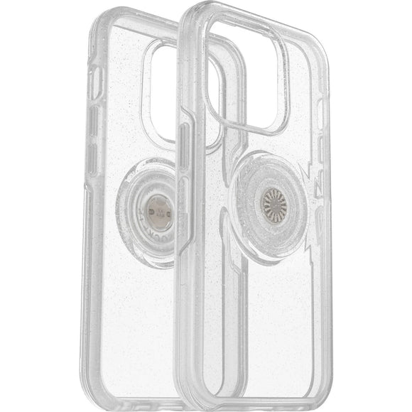OTTERBOX Apple iPhone 14 Pro Otter + Pop Symmetry Series Clear Case - Stardust Pop (Clear Glitter) (77-88807), 3X Military Standard Drop Protection