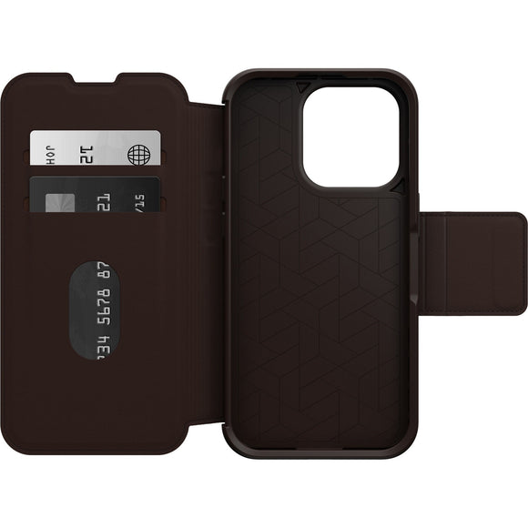 OTTERBOX Apple iPhone 14 Pro Strada Series Case - Espresso (Brown) (77-88561), Wireless Charge Compatible, Credit Card Storage