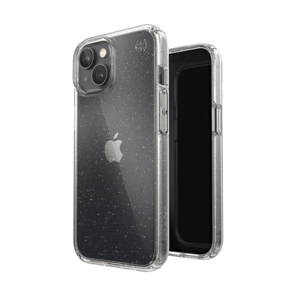 SPECK Apple iPhone 14 Perfect Glitter Case - Clear/Gold Glitter (150062-9221), Up to 13-foot Drop Protection