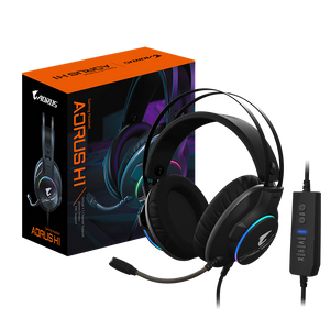 GIGABYTE AORUS H1 Gaming Headset, Virtual 7.1 Channel, 50mm Drivers, RGB, In-Line Audio Controls, ENC Microphone,
