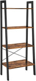 Rustic brown and black steel Metal Frame 4 Tier bookshelf