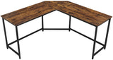 L-Shaped Computer Desk, Rustic Brown and Black