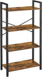 4-Tier  Storage Rack with Steel Frame, 120 cm High, Rustic Brown and Black