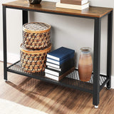Console Table Metal Frame Rustic Brown