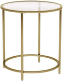 Gold Round Side Table with Golden Metal Frame Robust and Stable