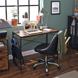 Computer Desk with 8 Hooks Rustic Brown and Black