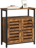Standing Cabinet with Shelf Cupboard with Louvred Doors Rustic Brown