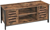 TV Stand Entertainment Rustic Furniture Unit with Open Shelves and Louvred Doors Storage
