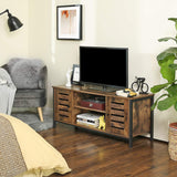 TV Stand Entertainment Rustic Furniture Unit with Open Shelves and Louvred Doors Storage