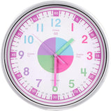 Telling Time Analogue Silent Wall Clock (Pink). Perfect Educational Tool for Homeschool, Classroom