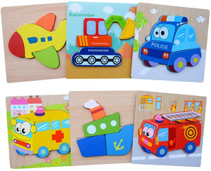 6 Pack Wooden Jigsaw Puzzle for Toddlers Kids 3 to 5 Years Old Educational Preschool Toys