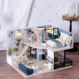 Dollhouse Miniature with Furniture Kit Plus Dust Proof and Music Movement - Cozy time  (Valentine's Day Gift Idea)