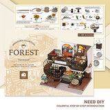 Dollhouse Miniature with Furniture Kit Plus Dust Proof and Music Movement - Forest Tea Shop