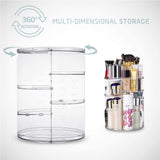 360 Degree Rotation Makeup Organizer Adjustable with Multifunction Cosmetic Storage Box