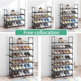 4-Tier Stainless Steel Shoe Rack Storage Organizer to Hold up to 15 Pairs of Shoes (55cm, Black)