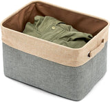Pack of 3 Collapsible Large Cube Fabric Storage Bins Baskets for Laundry - Gray and Brown