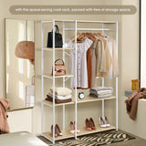 Industrial Garment Coat Rack Hanger Organizer and Shoe Storage (White)