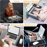 Portable Laptop Desk with Device Ledge, Mouse Pad and Phone Holder for Home Office (Silver, 40cm)