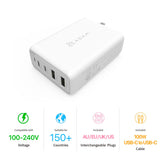 Omnia Pro 100W Most Powerful Compact Fast Charger USB-C USB-A White MacBook Laptop iPad iPhone