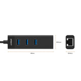 mbeat 3-Port USB 3.0 Hub & Gigabit LAN Ethernet - Black