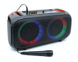 Karaoke Bluetooth Party Speaker LED Lights Wired Microphone Precision Audio Dual 6.5" Portable AO6605