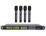 Wireless Microphone System 4 Channel UHF Rack Mount LCD Display TMUS04