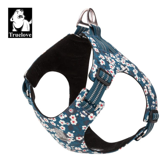 Floral Doggy Harness Saxony Blue 2XS